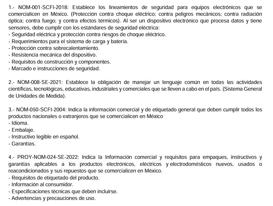 Mexican NOMs compliance reference